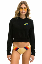Load image into Gallery viewer, AVIATOR NATION ASPEN EMBROIDERY CROPPED CREW SWEATSHIRT - BLACK