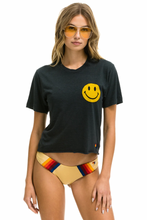 Load image into Gallery viewer, Aviator Nation Smiley Boyfriend Tee in Charcoal