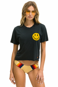 Aviator Nation Smiley Boyfriend Tee in Charcoal