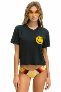 Aviator Nation Smiley Boyfriend Tee in Charcoal