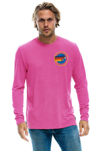 AVIATOR NATION LONG SLEEVE BOYFRIEND TEE IN NEON PINK