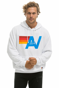 AVIATOR NATION LOGO UNISEX PULLOVER RELAXED HOODIE - WHITE