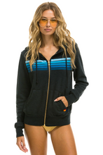Load image into Gallery viewer, AVIATOR NATION 5 STRIPE UNISEX HOODIE - CHARCOAL // BLUE
