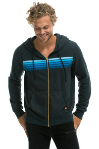 AVIATOR NATION 5 STRIPE UNISEX HOODIE - CHARCOAL // BLUE