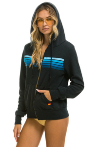 AVIATOR NATION 5 STRIPE UNISEX HOODIE - CHARCOAL // BLUE