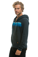 Load image into Gallery viewer, AVIATOR NATION 5 STRIPE UNISEX HOODIE - CHARCOAL // BLUE