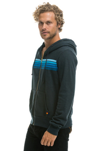 AVIATOR NATION 5 STRIPE UNISEX HOODIE - CHARCOAL // BLUE