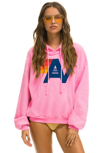 AVIATOR NATION LOGO PULLOVER RELAXED UNISEX  HOODIE - NEON PINK