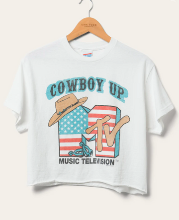 Junkfood Clothing WOMEN'S MTV COWBOY UP FLEA MARKET CROP TEE