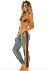 Aviator Nation 5 Stripe Sweatpants in Heather Grey