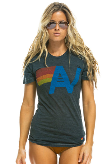 Aviator Nation Logo Crew Tee Shirt in Heather Grey