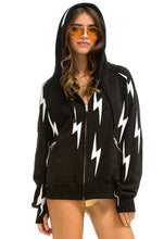 Load image into Gallery viewer, Aviator Nation Bolt Stitch Repeat Zip Hoodie in Black/White