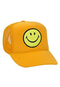 Aviator Nation Smiley Vintage Trucker Hat in Gold
