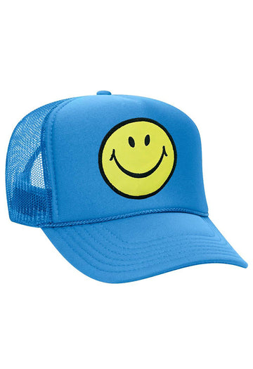Aviator Nation Smiley Vintage Trucker Hat in Light blue