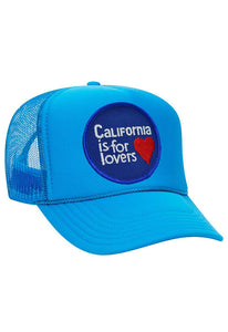 Aviator Nation Cali Is For Lovers Vintage Trucker Hat in Neon Blue