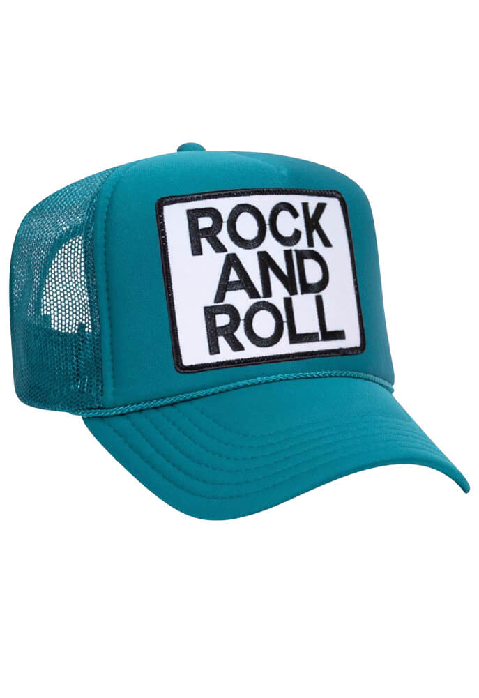 Aviator Nation Rock and Roll Vintage Low Rise Trucker Hat in Jade