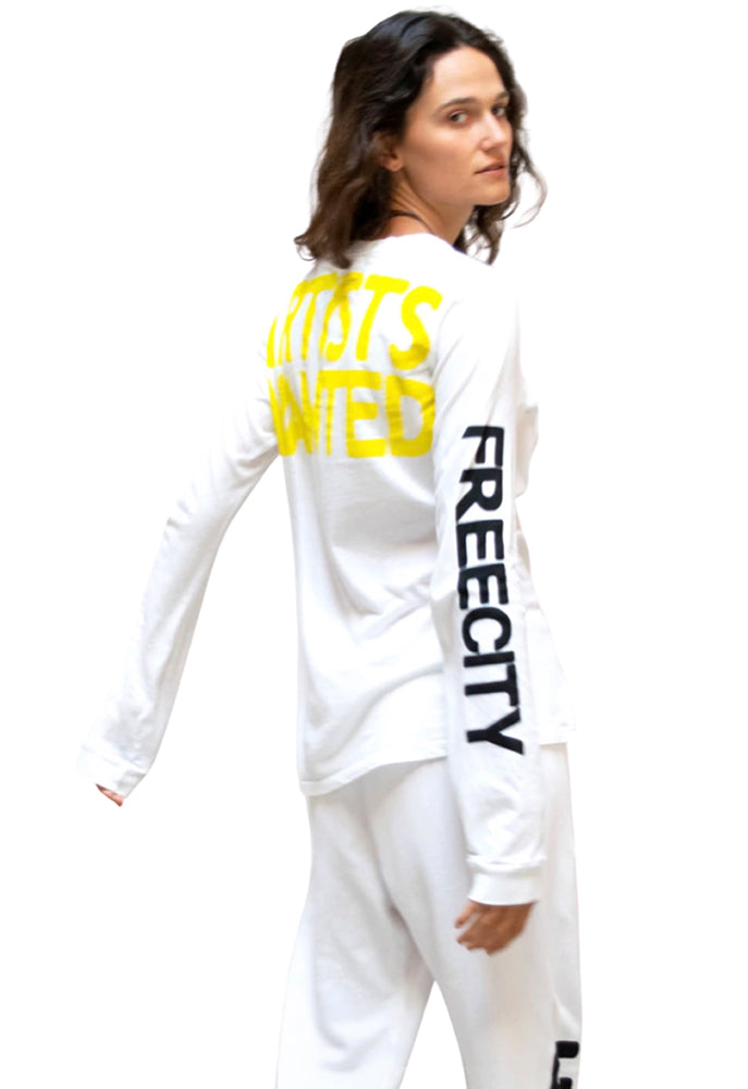 FREE CITY Artists Wanted Long Sleeve Tee in Whiteglow