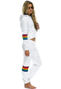 Aviator Nation Stitched Rainbow Sweatpants in White