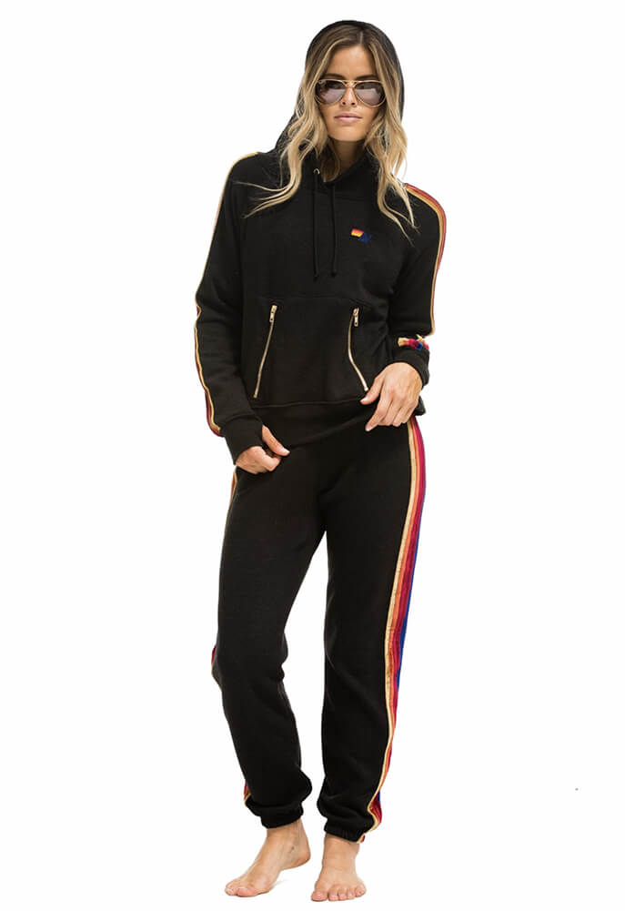 Aviator Nation Classic Sweatpants with Velvet Stripes in Khaki