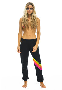 Aviator Nation Chevron 5 Sweatpant in Charcoal/Neon