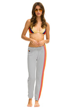 Load image into Gallery viewer, Aviator Nation 4 Stripe Sweatpant in Light Grey/Neon