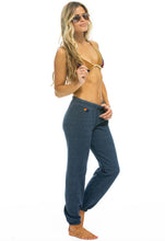 Load image into Gallery viewer, Aviator Nation 5 Stripe Sweatpant in Heather Navy Neon