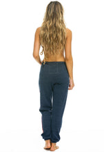 Load image into Gallery viewer, Aviator Nation 5 Stripe Sweatpant in Heather Navy Neon