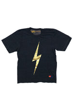 Load image into Gallery viewer, Aviator Nation Bolt Metallic Boyfriend Tee in Charcoal/Metallic Gold