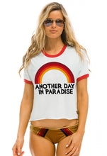 Load image into Gallery viewer, Aviator Nation Paradise Rainbow Boyfriend Ringer Tee