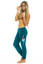 Load image into Gallery viewer, Aviator Nation Bolt Sweatpants in Jade/Rainbow Pink