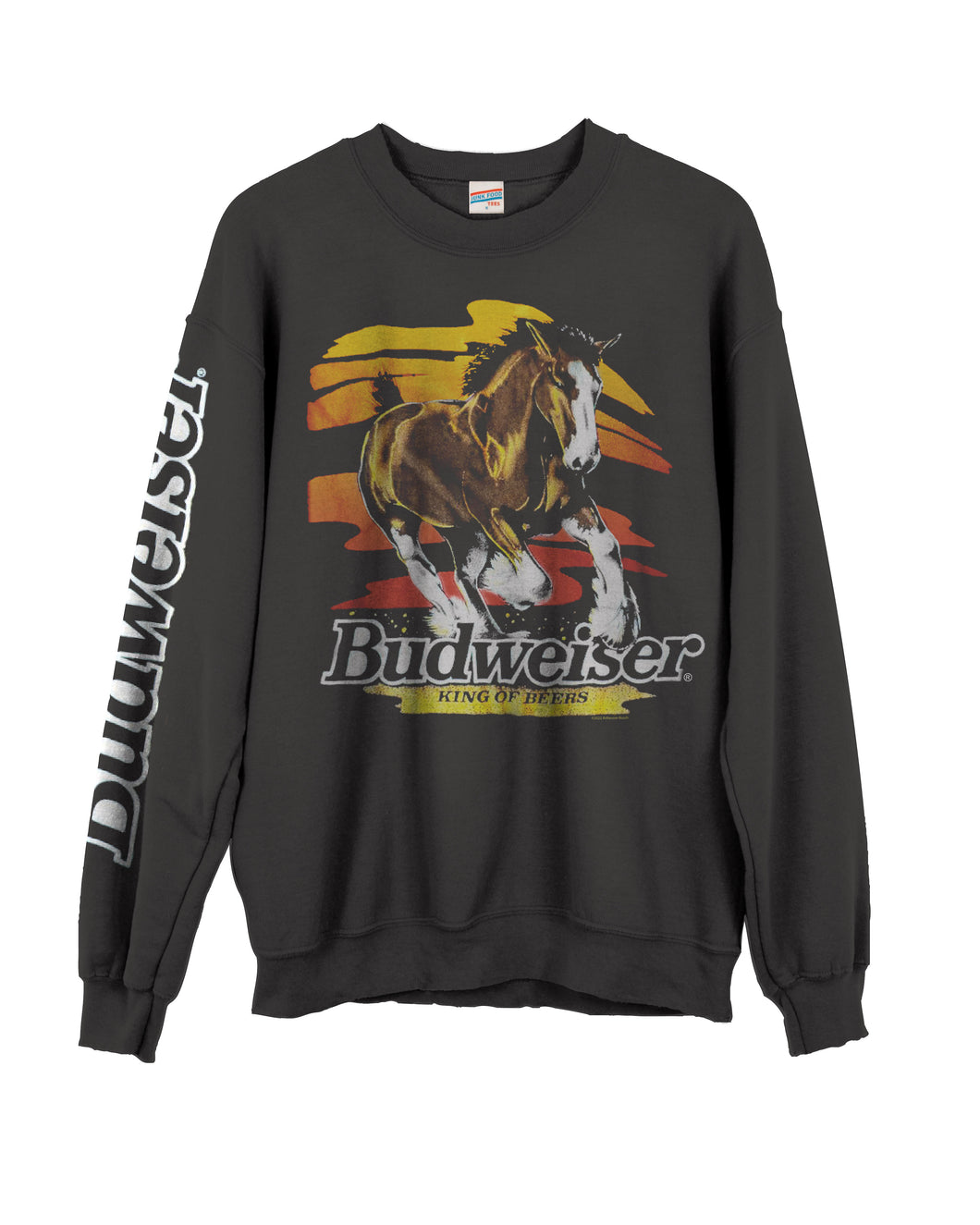 JUNK FOOD CLOTHING UNISEX BUDWEISER NEON CLYDESDALES FLEA MARKET FLEECE