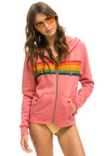Load image into Gallery viewer, Aviator Nation 6 Stripe Zip Hoodie in Pink / Serape Rainbow