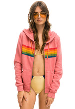 Load image into Gallery viewer, Aviator Nation 6 Stripe Zip Hoodie in Pink / Serape Rainbow