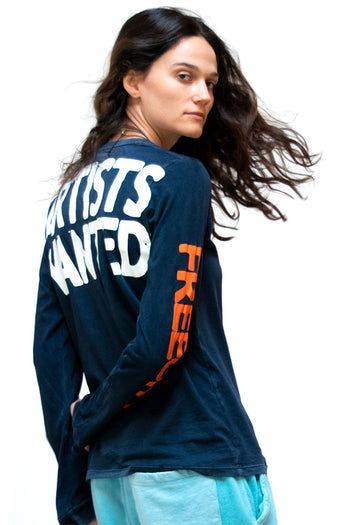 FREE CITY Artists Wanted Long Sleeve Tee in Deepspace