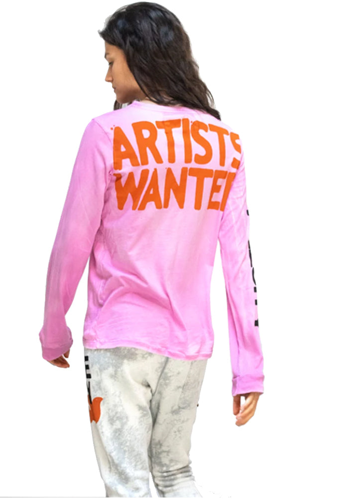 FREE CITY Artists Wanted Long Sleeve Tee in Pinkgumm