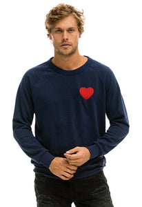 Aviator Nation Heart Embroidery Sweatshirt in Navy