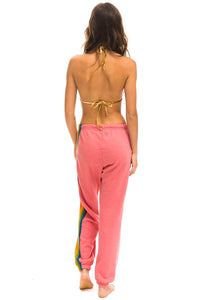 Aviator Nation 6 Stripe Sweatpants in Pink/Serape Rainbow