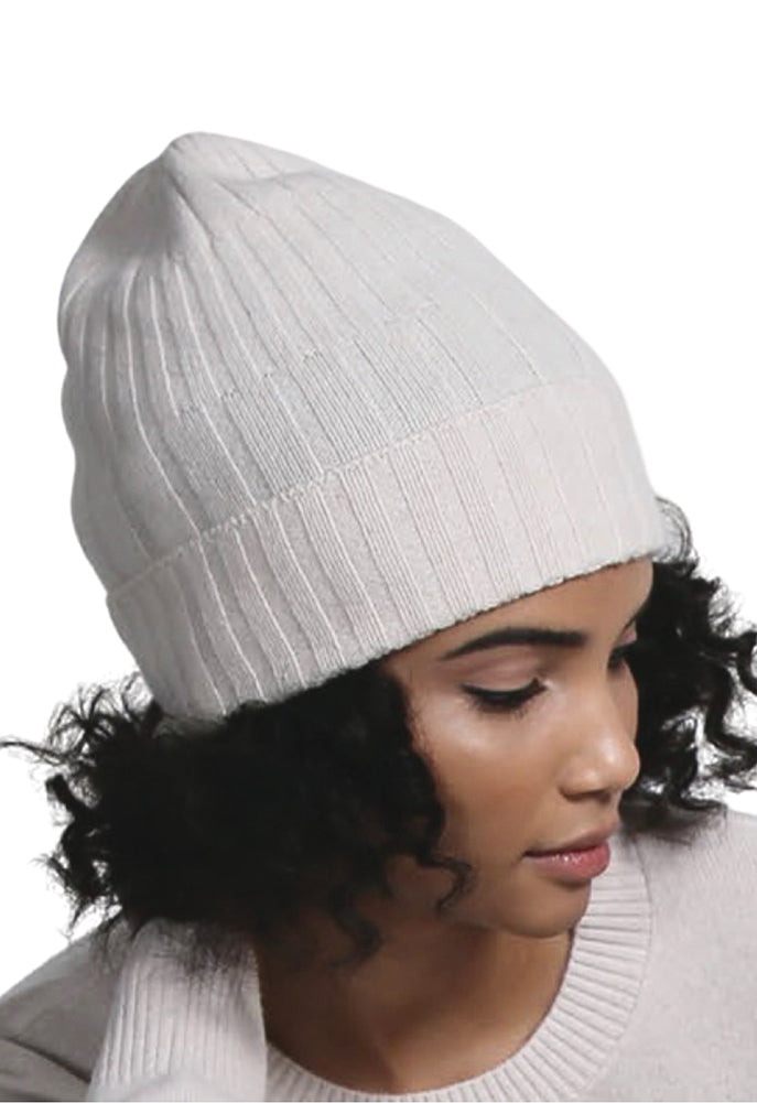 Minnie Rose Cashmere Ribbed Beanie