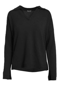 Minnie Rose Cashmere Long and Lean Polo Sweater
