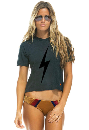 Aviator Nation Bolt Boyfriend Tee in Charcoal/Black