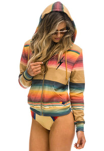 Aviator Nation Serape Bolt Stitch Zip Hoodie in Light Khaki