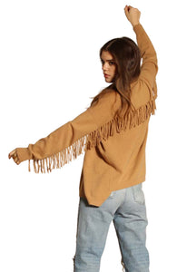 Minnie Rose Cashmere Fringe Back Easy Cardigan