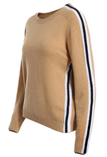 Load image into Gallery viewer, Minnie Rose Cashmere Sport Rib Stripe Crew Neck Sweater