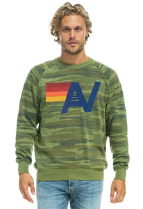 Aviator Nation Logo Unisex Crew Sweatshirt in Camo