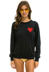 Aviator Nation Heart Embroidery Sweatshirt in Charcoal