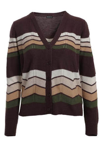 Minnie Rose Cashmere Chevron Cardigan