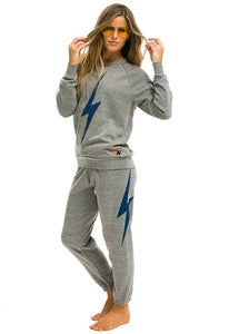 Aviator Nation Bolt Crew Sweatshirt in Heather Grey/Navy
