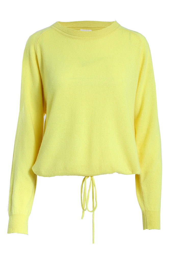 Minnie Rose Cashmere Crew Sweater with Drawstring