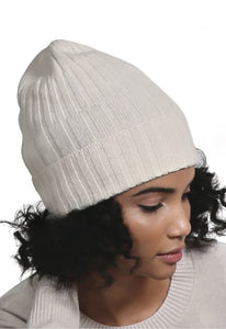 Minnie Rose Cashmere Ribbed Beanie