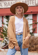 Load image into Gallery viewer, Minnie Rose Cashmere Fringe Back Easy Cardigan